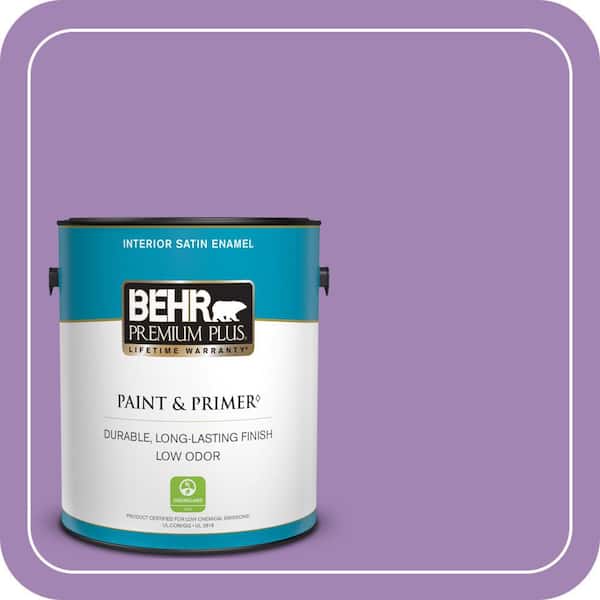BEHR PREMIUM PLUS 1 gal. #660B-6 Daylight Lilac Satin Enamel Low Odor Interior Paint & Primer