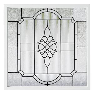 35.5 in. x 35.5 in. Victorian Private Elegance Decorative Glass White New Construction Frame Window Black Caming