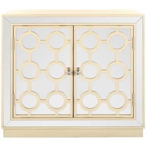 Kaia 2-Door Antique Beige/Nickel Chest