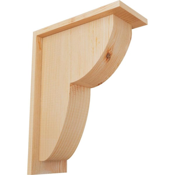 Ekena Millwork 5-1/2 in. x 12 in. x 16 in. Douglas Fir Crestline Smooth Corbel with Backplate