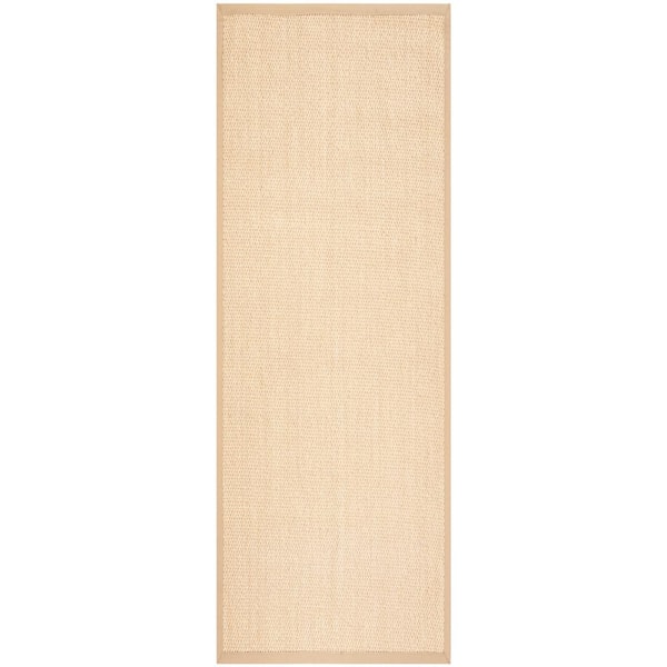 SAFAVIEH Natural Fiber Ivory/Beige 3 ft. x 12 ft. Woven Border Runner Rug