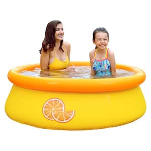 Sun Club 5 ft. Round 16.5 in. Deep 3D Orange Above Ground Outdoor Backyard Inflatable Kiddie Pool