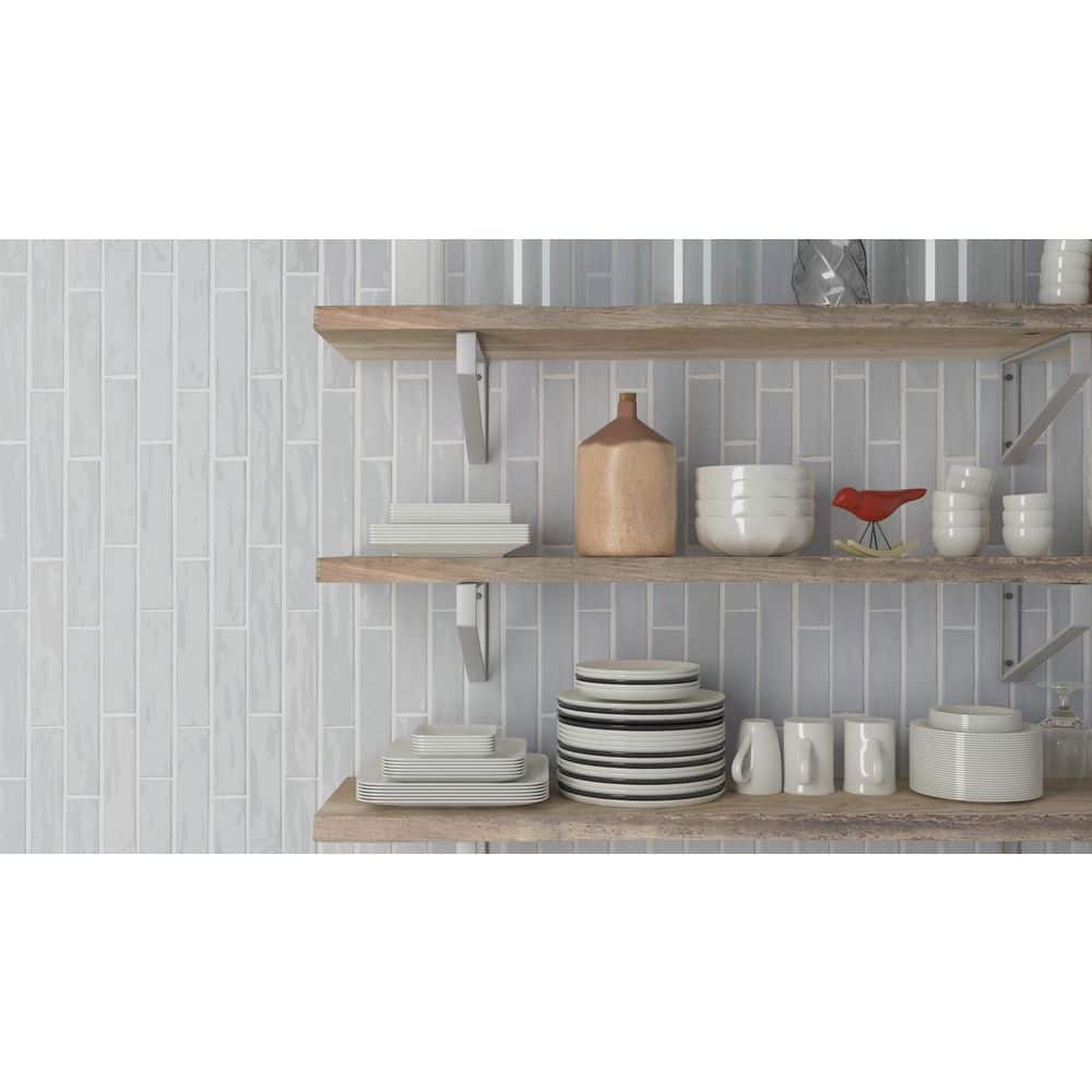Dreamy Gray Glossy Ceramic Subway Wall Tile Sample