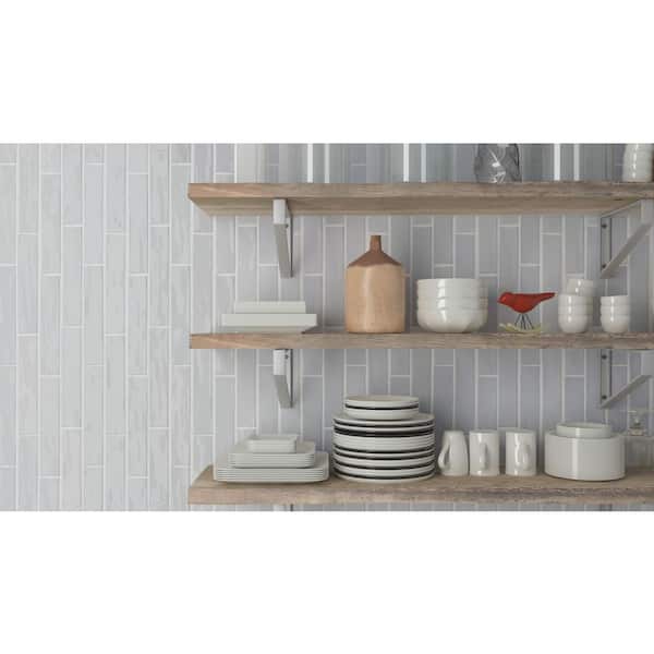 Compass Dreamy Gray 2 in. x 10 in. Smooth Glossy Subway Ceramic Wall Tile Sample