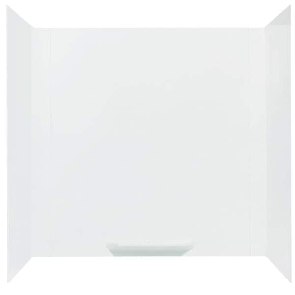 MUSTEE Durawall 30 in. x 60 in. x 58 in. 3-Piece Easy Up Adhesive Alcove Bath Tub Surround in White