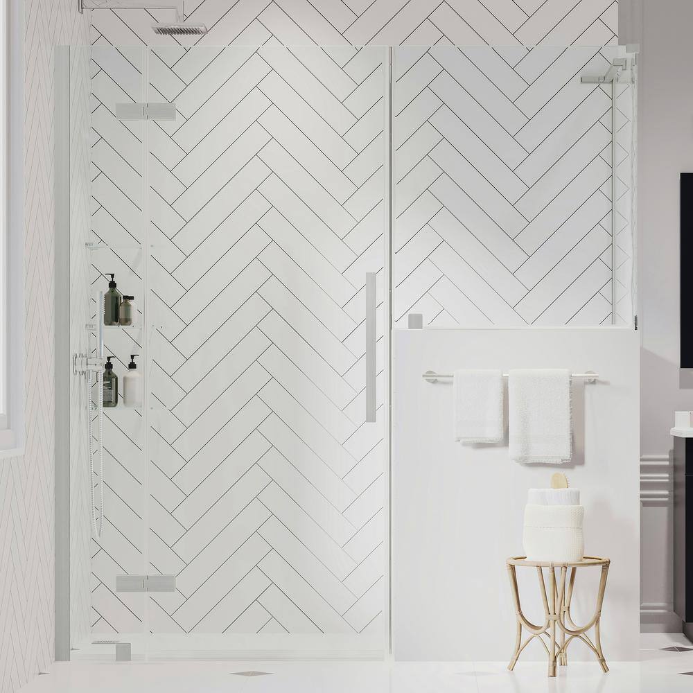 Tampa 60" x 72" Frameless Corner Shower Enclosure with Satin Nickel Finish