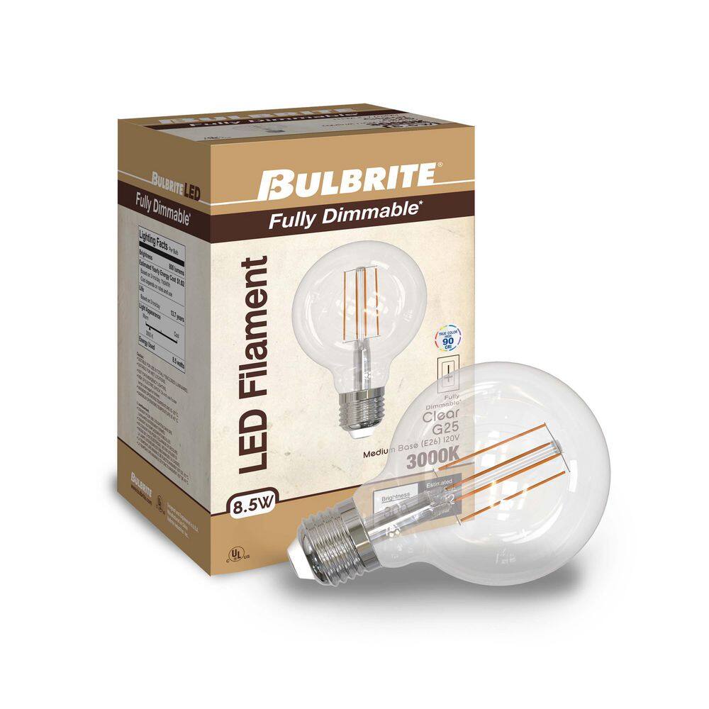 Set of 2 Clear G25 Dimmable LED Light Bulbs