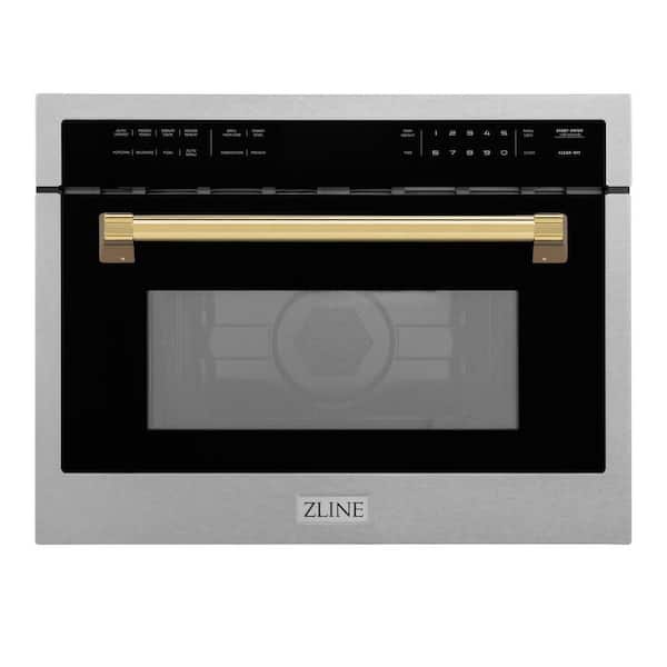 ZLINE Kitchen and Bath Autograph Edition 24 in. 1.6 cu. ft. Built-In Convection Microwave Oven in Fingerprint Resistant Stainless with Gold