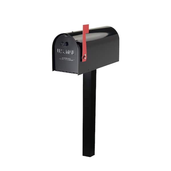 Gibraltar Mailboxes Tufton Heavy-Gauge 20 lb. Steel Mailbox and Aluminum Top-Mount Post Combo in Black