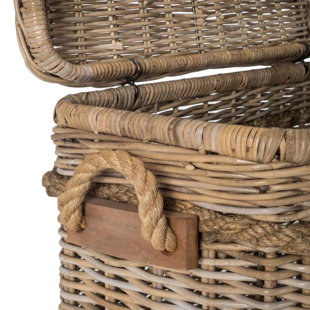 Sidonie Gray Rattan Wicker Storage Hamper with Handles