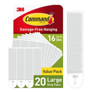 Large Picture Hanging Strips, White, Damage Free Hanging, 20 Pairs