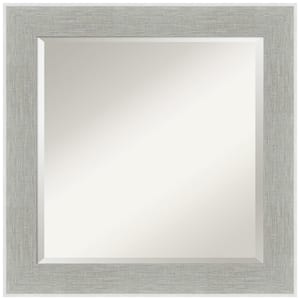 Medium Square Glam Linen Grey Beveled Glass Casual Mirror (25.25 in. H x 25.25 in. W)