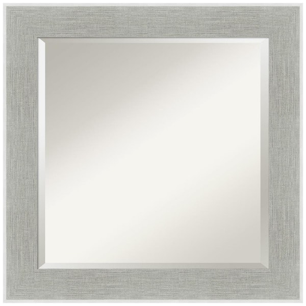 Amanti Art Medium Square Glam Linen Grey Beveled Glass Casual Mirror (25.25 in. H x 25.25 in. W)