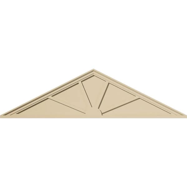 Ekena Millwork 68 in. W x 18 in. H x 2 in. P (Pitch 6/12) Peaked Cap 4 Spoke Signature Urethane Pediment, Primed Tan