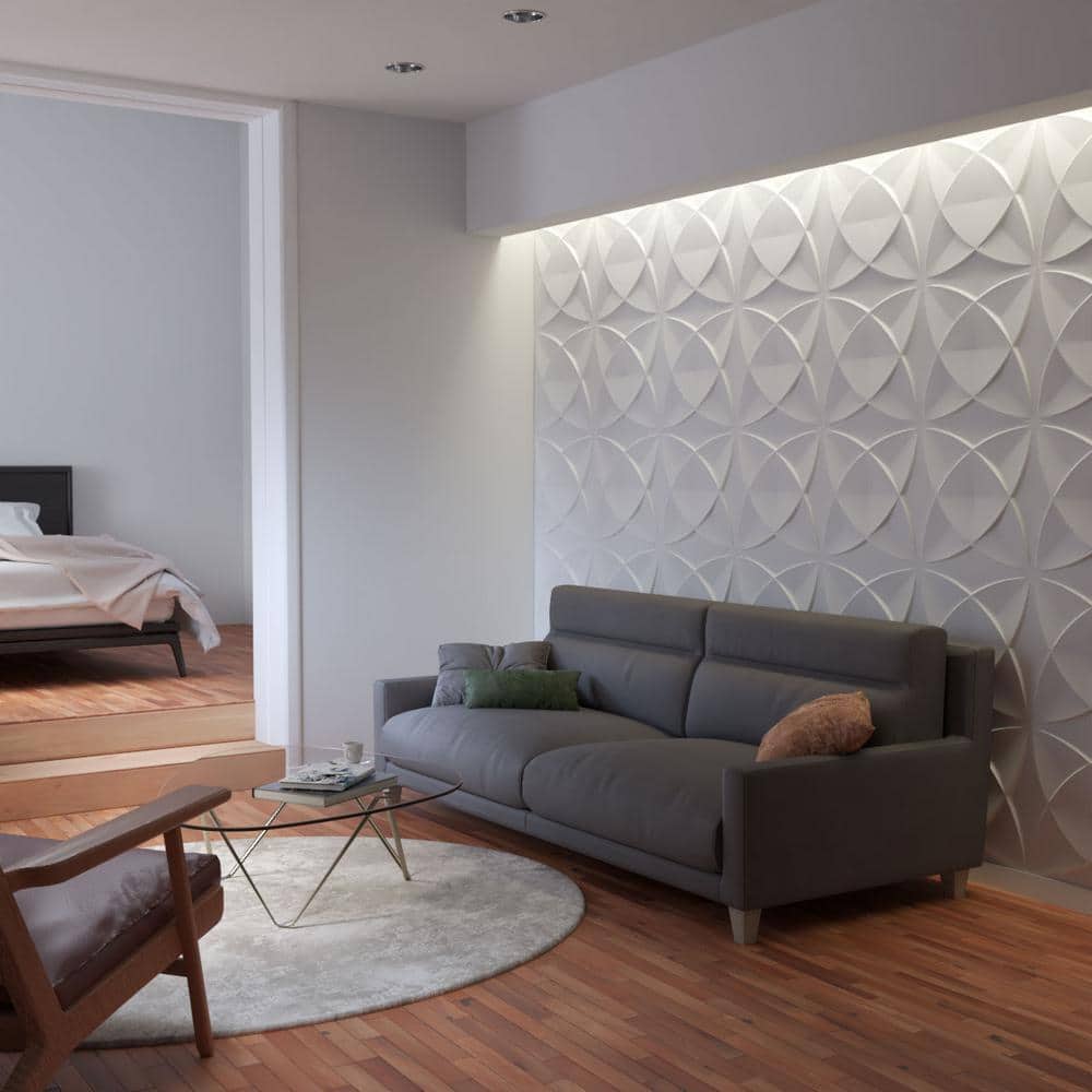 White Textured PVC 3D Decorative Wall Panel 19.63" x 19.63"