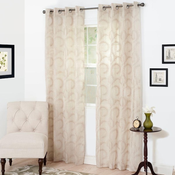 Lavish Home Taupe Abstract Grommet Room Darkening Curtain 54 In W X   Taupe Lavish Home Room Darkening Curtains 63 208 84 T 64 600 