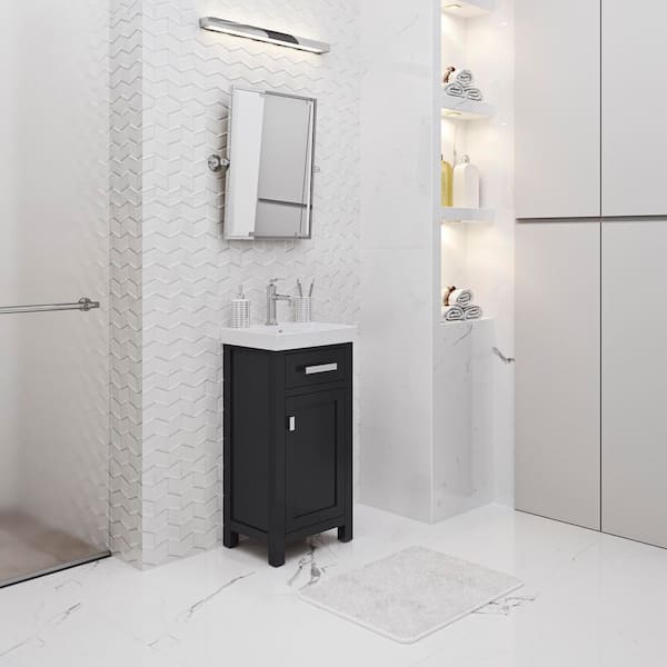 MIA 18 in. W Bath Vanity in Espresso Finish with Ceramics Integrated Vanity Top with White Basin
