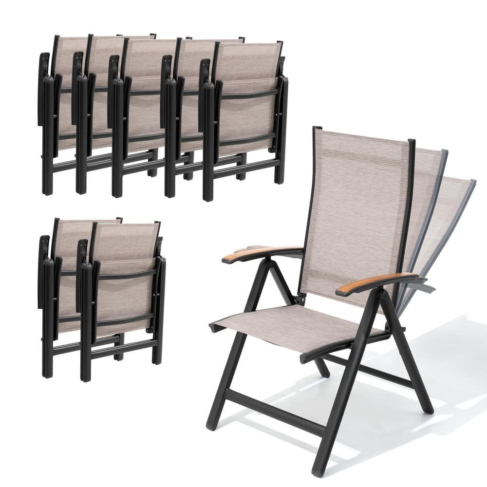 Espresso Aluminum Folding Outdoor Dining Chairs Foldable Patio Dining Chairs with Adjustable Backrest Set of 8 price history on PriceWatchPro