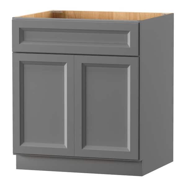 Keyport Shaker 30 in. W x 24 in. D x 34.5 in. H in Charcoal Plywood Tool-Free Ready To Assemble Base Kitchen Cabinet