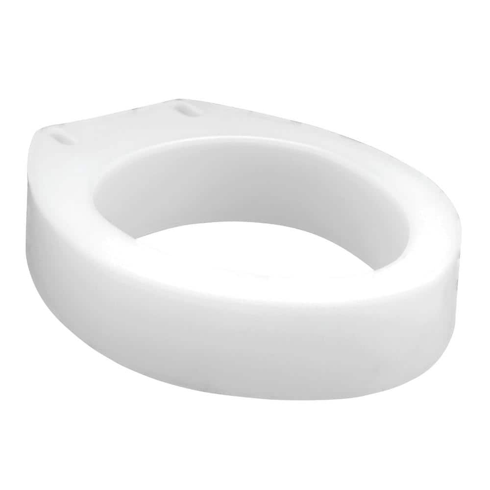 White Molded Plastic Elongated Raised Toilet Seat Elevator