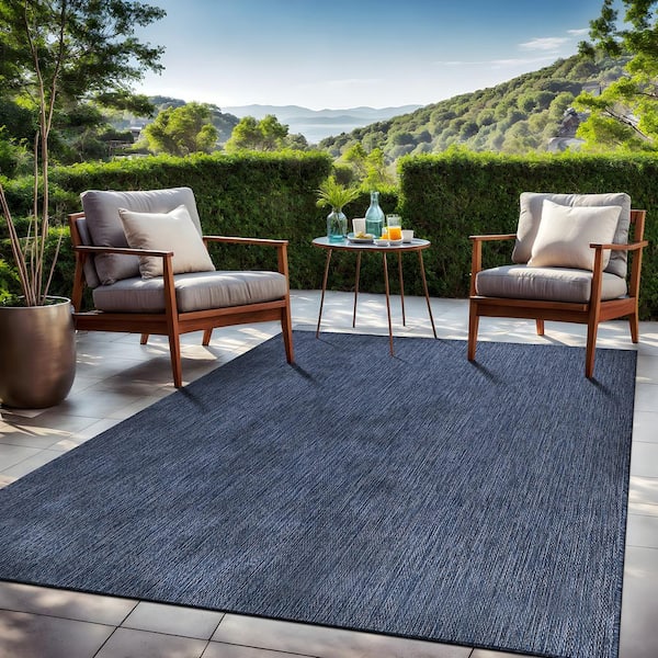 Beverly Rug 8 X 10 Azure Aloha Washable Solid Indoor Outdoor Area