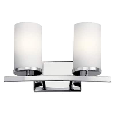Crosby 2-Light Chrome Vanity Light with Satin Etched Opal Glass