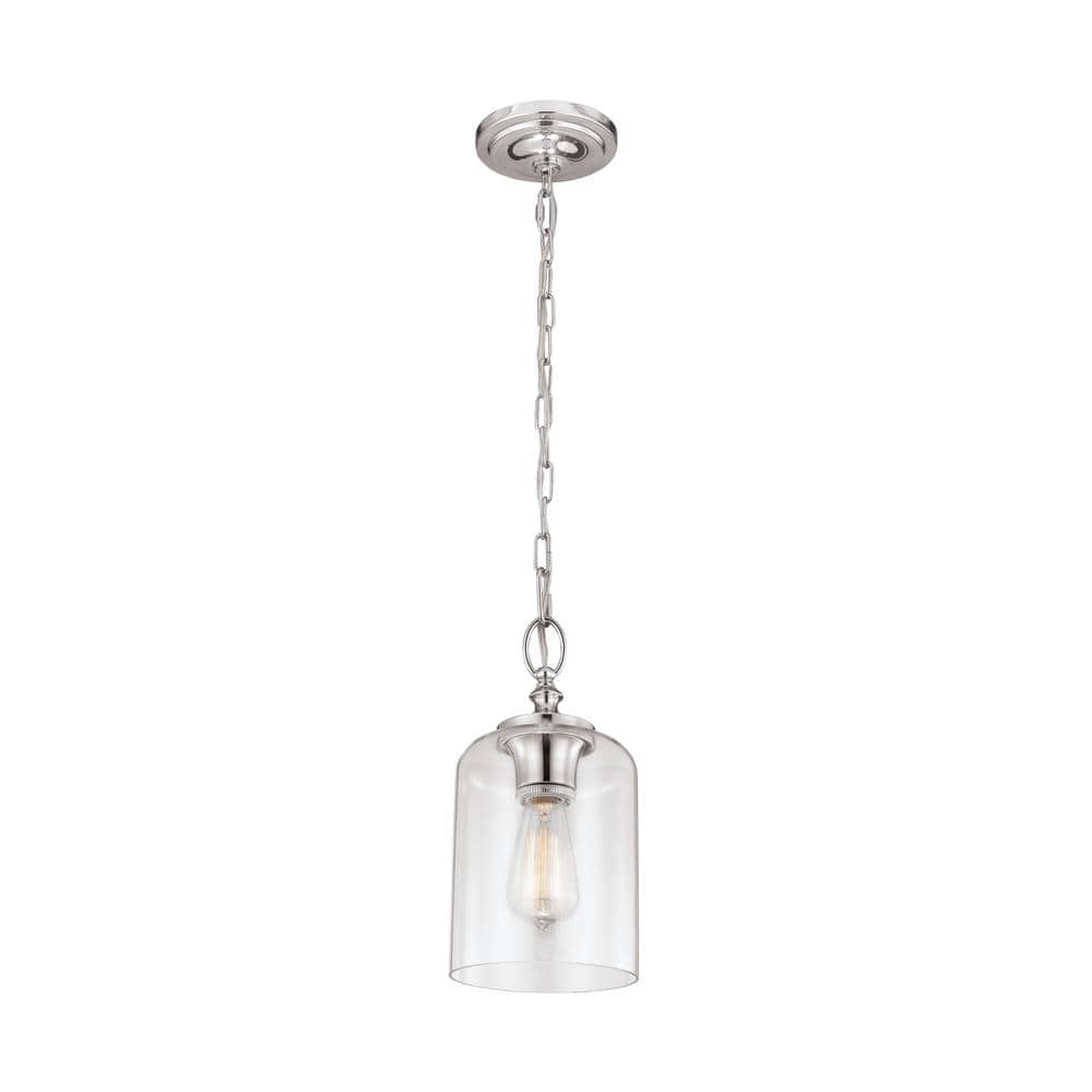 Farmhouse Elegance Polished Nickel Mini Pendant with Clear Glass