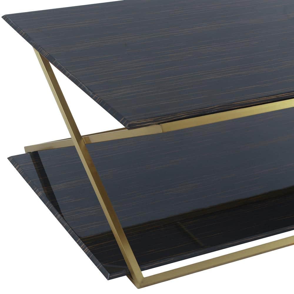 Westlake Dark Brown and Gold Modern Wood Coffee Table