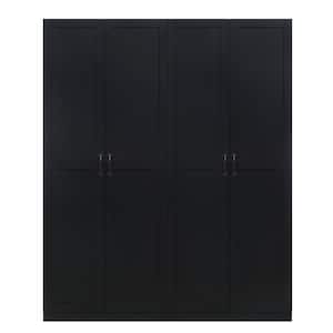 Hopkins Black 29.6 in. Wide Freestanding Storage Closet Wardrobe with 7 Shelves (Set of 2)