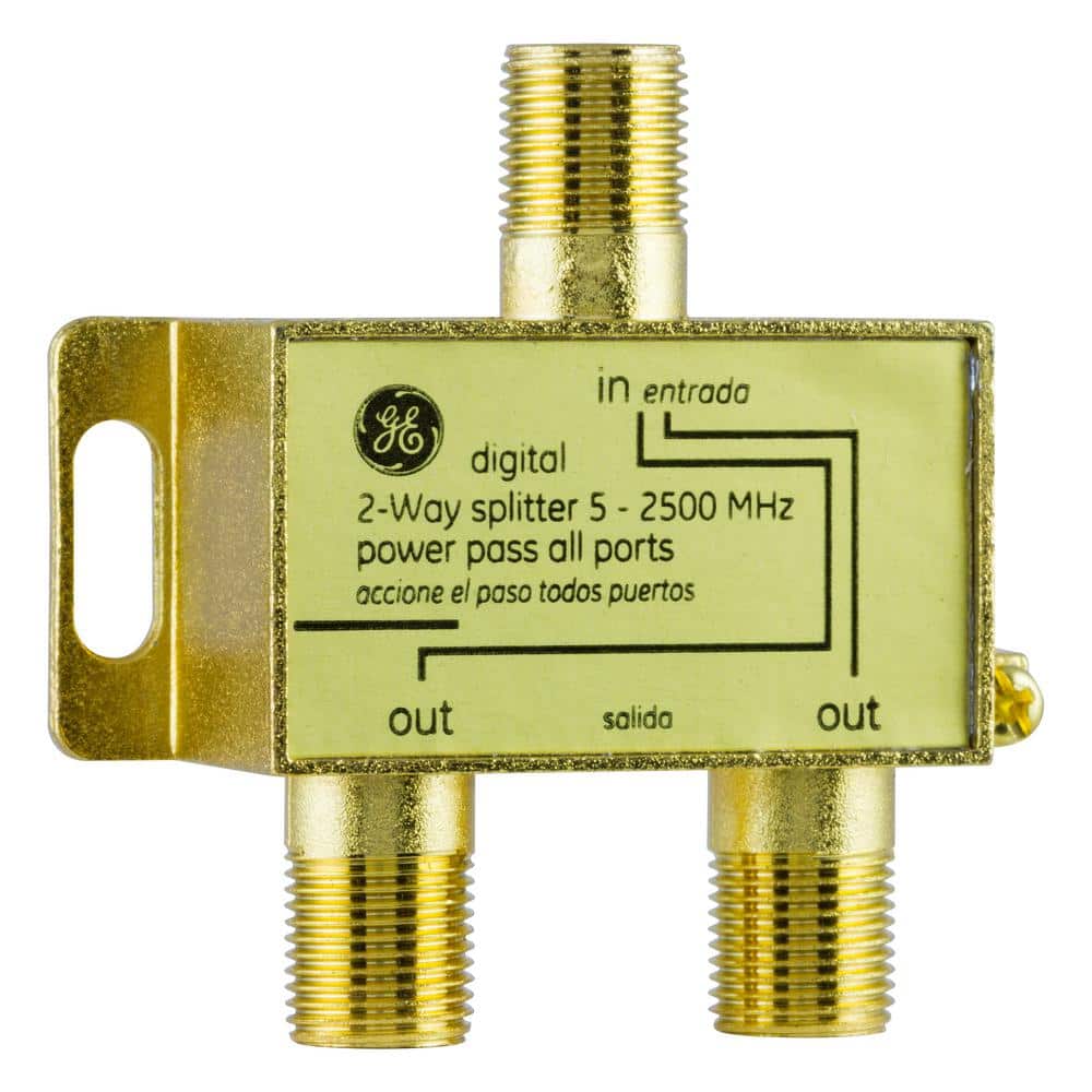 GE Digital 2-Way Coaxial Cable Splitter Wor RG6 Compatible 2.5 GHz 5-2500 MHz 