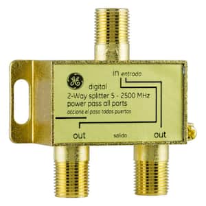 Gold Plated 2-Way Coaxial Cable Splitter in Gold
