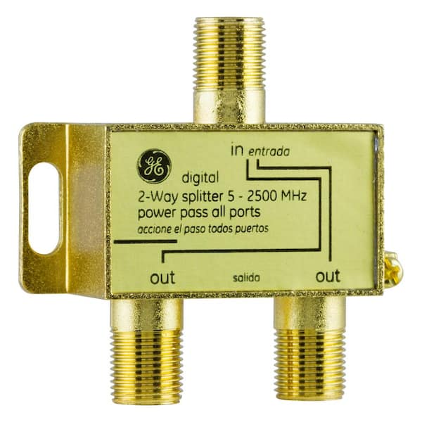 GE Gold Plated 2-Way Coaxial Cable Splitter in Gold