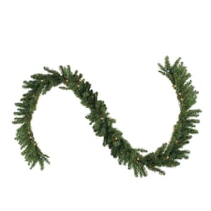 9 ft. x 14 in. Pre-Lit Canadian Pine Artificial Christmas Garland with Clear Lights