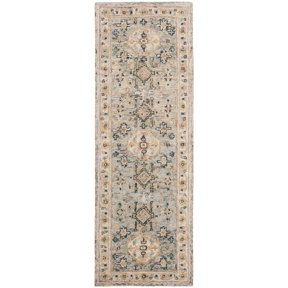 SAFAVIEH Aspen Moss/Ivory 2 ft. x 7 ft. Border Runner Rug APN601W-27 ...