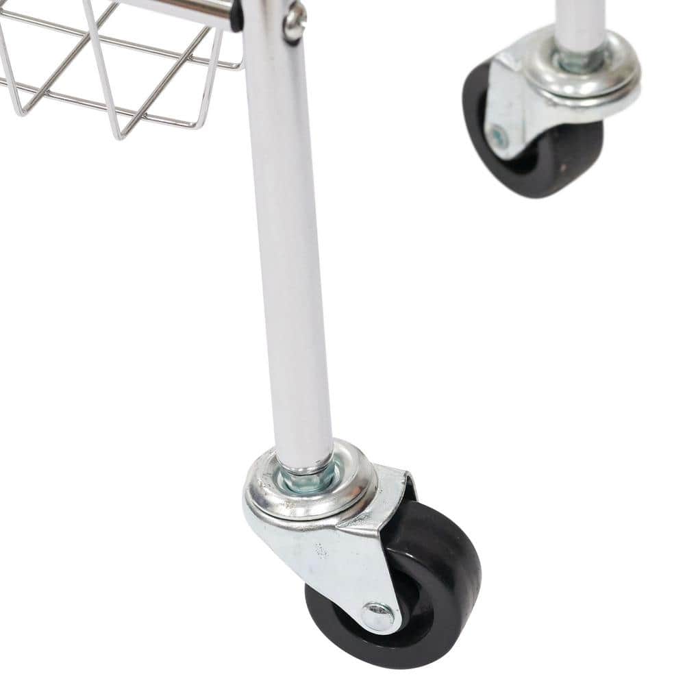Slim Chrome 3-Tier Metal Laundry Storage Cart