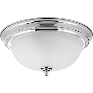 Dome Glass Collection 13.25 in. 2-Light Polished Chrome Flush Mount with Etched Glass