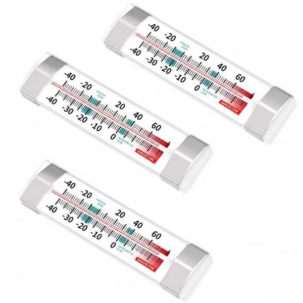 3-Pack Fridge and Freezer Thermometers with Plastic and Stainless Steel Construction for Kitchen Use