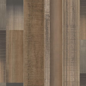 TexStyle Brown and Grey Agen Stripe Metallic Non-Pasted on Non-Woven Paper Wallpaper Roll