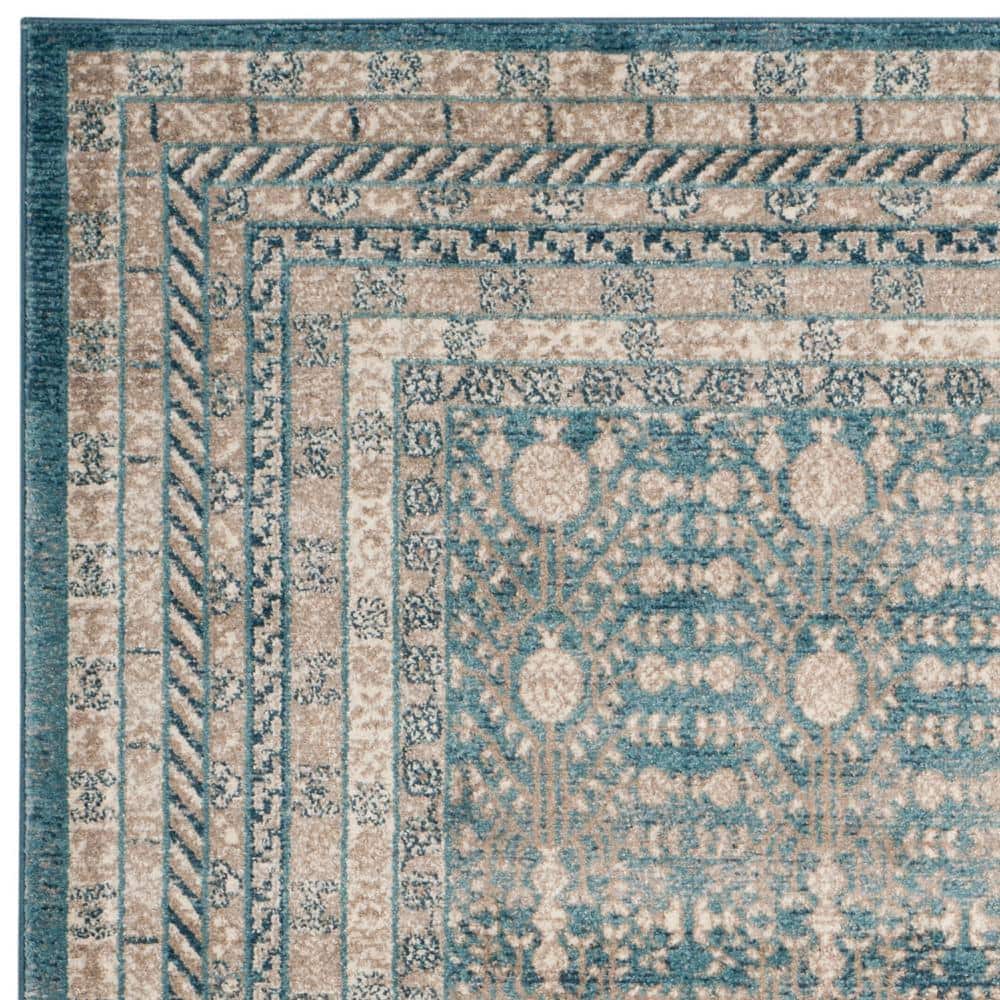 Sofia Blue Beige Synthetic Rectangular Area Rug
