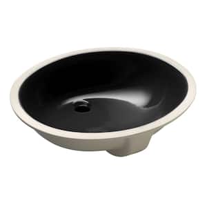 Caxton Vitreous China Undermount Bathroom Sink in Black with Overflow Drain