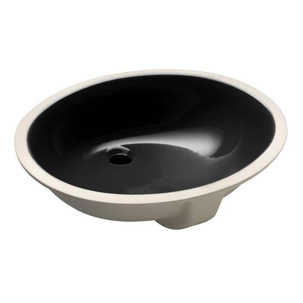 Kohler Caxton Vitreous China Undermount Bathroom Sink In Black With Overflow Drain K 2211 7 The Home Depot - Kohler Caxton Oval Bathroom Sink K 2211