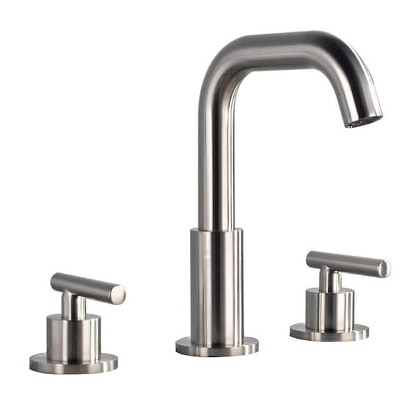 Miscool Boger Deck Mount 8 in. Widespread Double-Handle Bathroom Faucet in Brushed Nickel