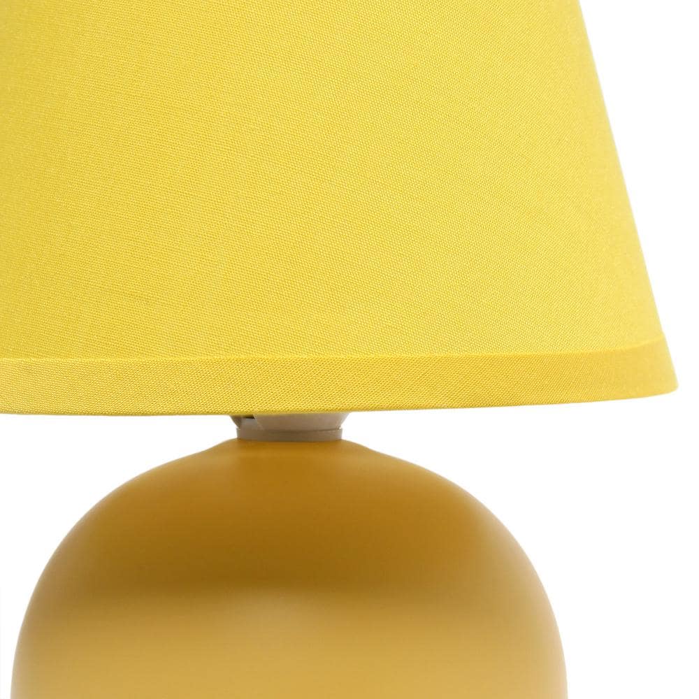 Petite Yellow Ceramic Orb Base Table Lamp Set with Tapered Drum Shade
