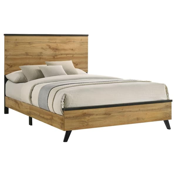 Coaster Kaywood Natural Pine and Weathered Brown Wood Frame Queen Panel Bed