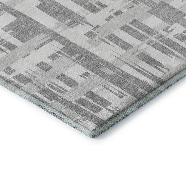 Mayfield Premium Machine Washable Abstract AMF1849 Gray 2 ft. x 3 ft. Area Rug
