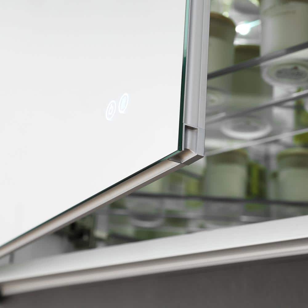 Modern 30'' Square Frameless Mirrored LED Medicine Cabinet with Clock