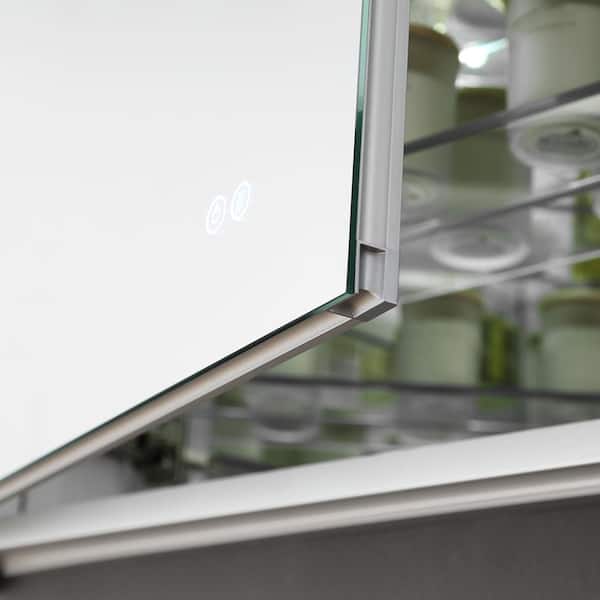 Tiempo 48 in. W x 36 in. H Recessed or Surface Mount Medicine Cabinet with LED Lighting and Mirror Defogger