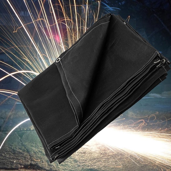 8 ft. x 10 ft. Emergency Fire Blanket Fiberglass Heat Resists 1022°F Welding Mat with Carry Bag, Black
