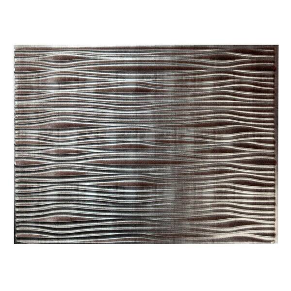 Fasade 18.25 in. x 24.25 in. Crosshatch Silver Waves PVC Decorative Tile Backsplash