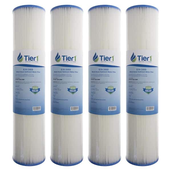 Tier1 Replacement for Pentek R30-20BB 30 mic 20 in. x 4.5 in. Pleated Polyester Sediment Water Filter Cartridge (4-Pack)